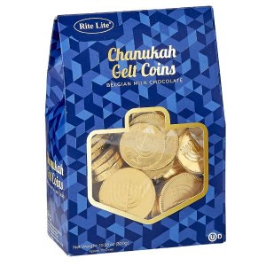 Picture of Belgian Chanukah Gelt Milk Chocolate Coins in Gift Box 300g